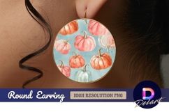 Watercolor pumpkins Round Earring PNG Design Product Image 1