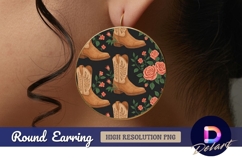 Cowboy boots and roses Round earring png Product Image 1