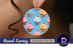 Cupcake seamless pattern Round Earring PNG Design Product Image 1