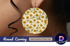 Daisy floral pattern Round Earring PNG Design Product Image 1