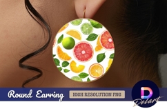 Citrus fruit slice pattern Round Earring PNG Design Product Image 1