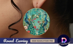 Ornate peacock circular Round Earring PNG Design Product Image 1