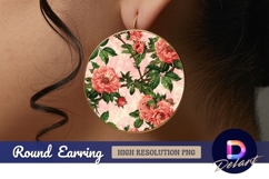 Round earring with vintage pink Round Earring PNG Design Product Image 1