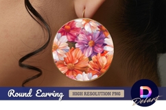 Colorful floral Round Earring PNG Design Product Image 1