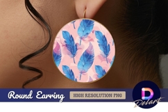 Watercolor feather pattern Round Earring PNG Design Product Image 1