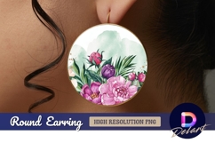 Watercolor floral bouquet Round Earring png Product Image 1