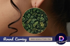 Lush green foliage circular Round Earring PNG Design Product Image 1