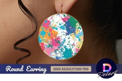 Colorful splatter paint Round Earring PNG Design Product Image 1