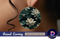 Lotus flowers and pads Round Earring PNG Product Image 1