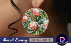 Protea flower circle Round Earring PNG Product Image 1