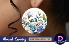 Watercolor floral arrangement for Round Earring png Product Image 1