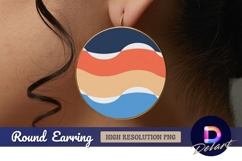 Abstract circle with wavy color bands Round Earring png Product Image 1