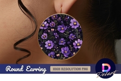 Purple floral seamless pattern round earring png Product Image 1