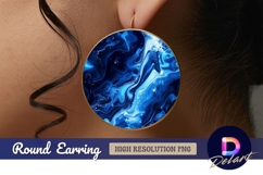 Abstract blue fluid Round Earring PNG Product Image 1