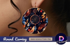 Dreamcatcher feathers Round Earring PNG Product Image 1