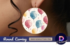 Watercolor balloons background Round Earring PNG Product Image 1