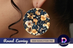 Bees and flowers round earring png Product Image 1