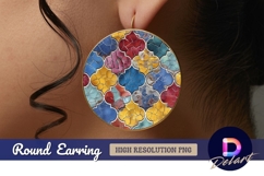 Colorful cracked floral medallion round earring png Product Image 1