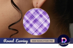 Purple and white plaid round earring png Product Image 1