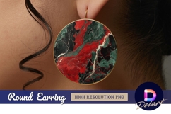 Red green marble texture Round Earring PNG Product Image 1