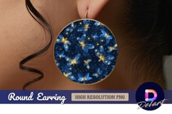 Blue butterflies round earring png background Product Image 1