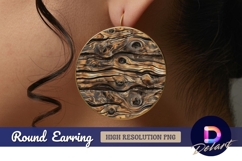 Round wood grain surface abstract Round Earring PNG Product Image 1