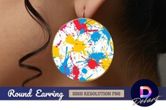 Abstract colorful paint splatter round earring png Product Image 1