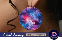 Colorful nebula galaxy circle Round Earring PNG Product Image 1