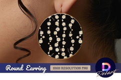 Daisy flower pattern round earring png Product Image 1