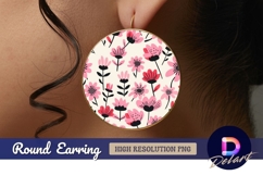 Pink flower seamless pattern round earring png Product Image 1