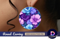 Blue and purple floral round earring png Product Image 1