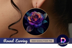 Vibrant colorful rose Round Earring PNG Product Image 1