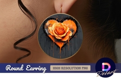 Orange rose graffiti heart Round Earring PNG Product Image 1