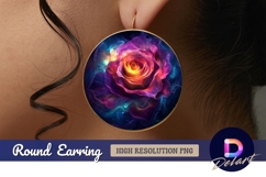 Cosmic rose floral Round Earring PNG Product Image 1