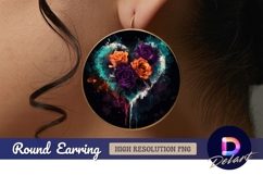 Painted roses in heart shape Round Earring PNG Product Image 1
