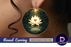 Lotus heart love reflection Round Earring PNG Product Image 1