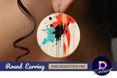 Abstract paint splatter Round Earring PNG Product Image 1