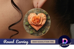 Heart shaped rose flower on brick Round Earring PNG Product Image 1