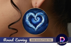 Blue swirl heart Round Earring PNG Product Image 1