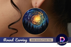 Galaxy forest Round Earring PNG Product Image 1