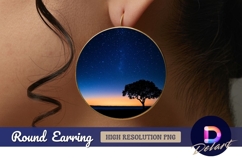 Starry night tree silhouette Round Earring PNG Product Image 1