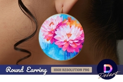 Pink lotus blossoms abstract Round Earring PNG Product Image 1