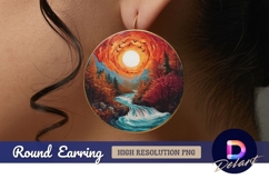 Painted autumn landscape with Round Earring PNG Product Image 1