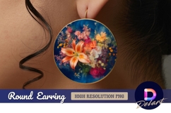 Floral abstraction Round Earring PNG Product Image 1