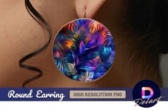 Vivid tropical leaves background Round Earring PNG Product Image 1