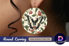 Butterfly cherry blossom Round Earring PNG Product Image 1