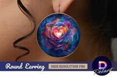 Heart rose nebula cosmic space Round Earring PNG Product Image 1
