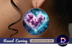 Heart of roses with butterfly and smoke Round Earring PNG Product Image 1