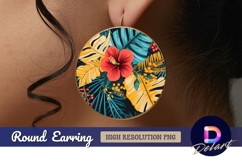 Colorful tropical floral pattern with Round Earring PNG Product Image 1