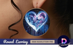 Cosmic heart nebula abstract Round Earring PNG Product Image 1